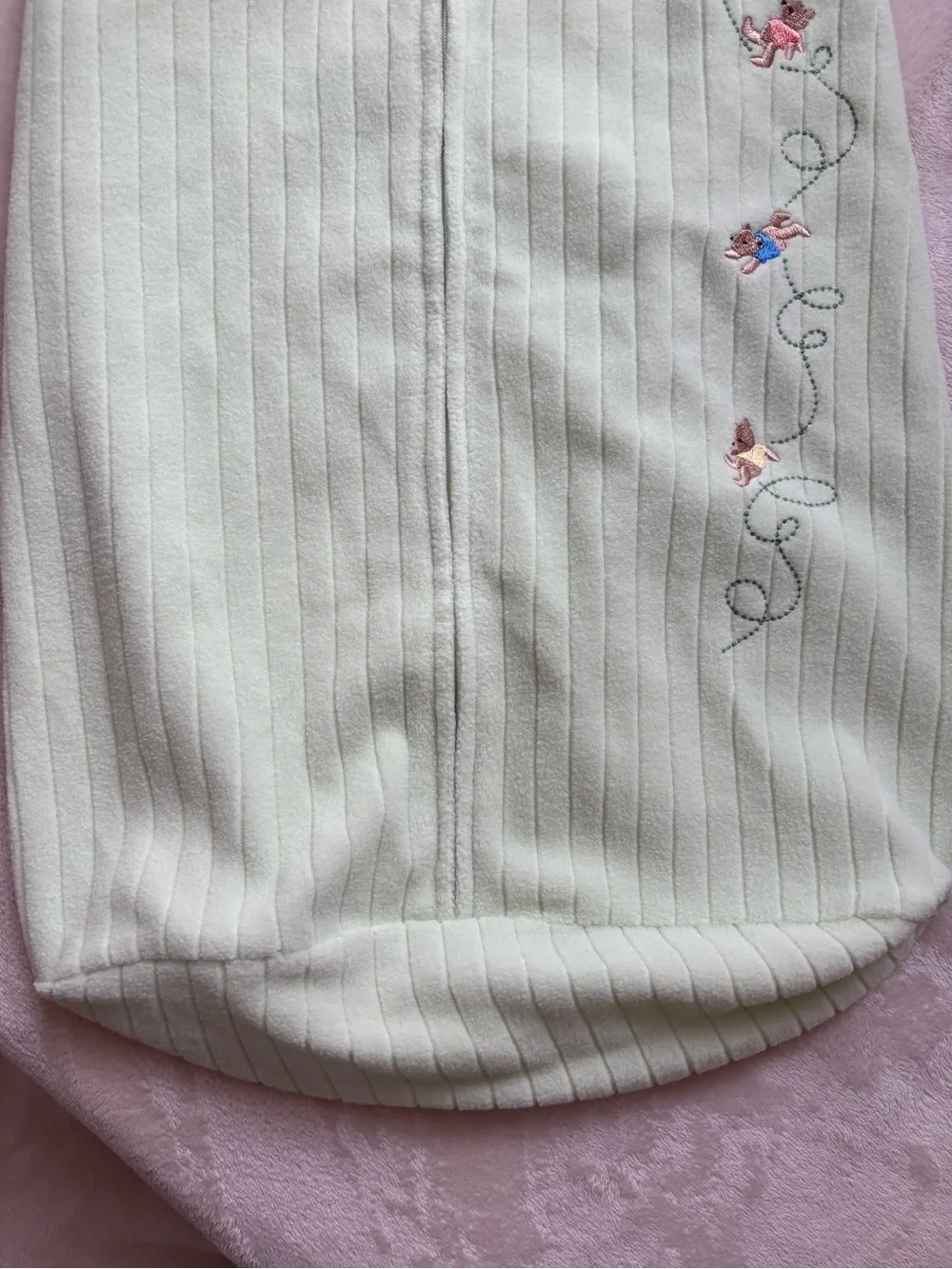 Vtg Carter's Just One Year Teddy Bear Sleep Sack Fleece Green NWOT vintage